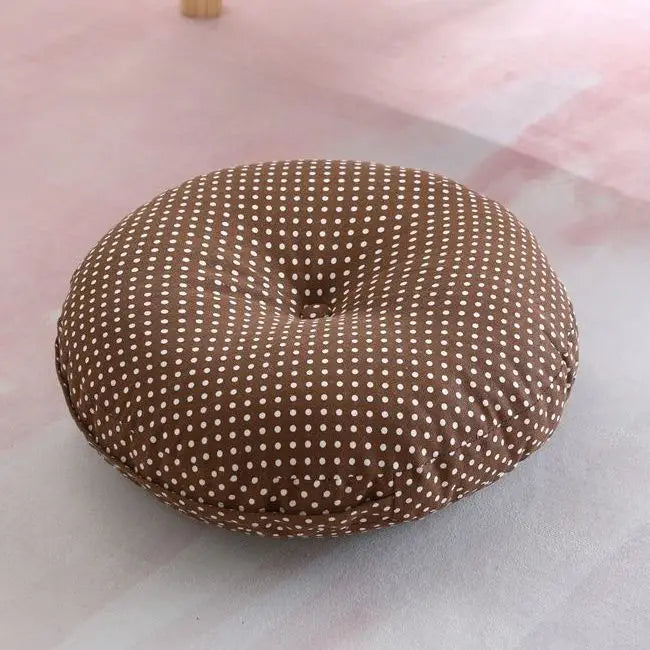 Large Linen Zafu Meditation Cushion for Bay Window Yoga Floor, Thick Round Puah Pad for Balcony Tatami Kneeling Mat for Adults
