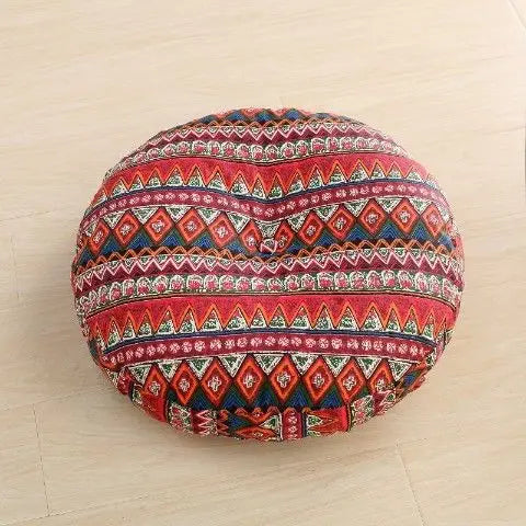 Large Linen Zafu Meditation Cushion for Bay Window Yoga Floor, Thick Round Puah Pad for Balcony Tatami Kneeling Mat for Adults