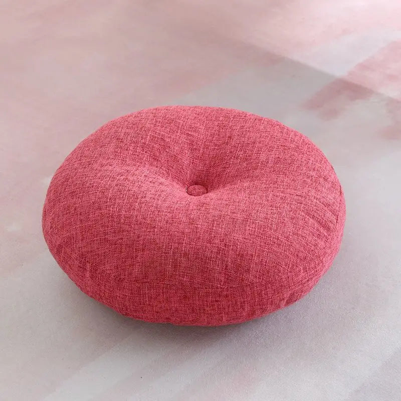 Large Linen Zafu Meditation Cushion for Bay Window Yoga Floor, Thick Round Puah Pad for Balcony Tatami Kneeling Mat for Adults