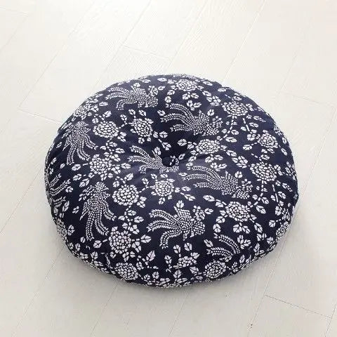 Large Linen Zafu Meditation Cushion for Bay Window Yoga Floor, Thick Round Puah Pad for Balcony Tatami Kneeling Mat for Adults