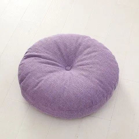 Large Linen Zafu Meditation Cushion for Bay Window Yoga Floor, Thick Round Puah Pad for Balcony Tatami Kneeling Mat for Adults