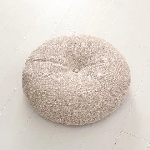 Large Linen Zafu Meditation Cushion for Bay Window Yoga Floor, Thick Round Puah Pad for Balcony Tatami Kneeling Mat for Adults