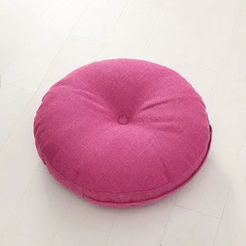 Large Linen Zafu Meditation Cushion for Bay Window Yoga Floor, Thick Round Puah Pad for Balcony Tatami Kneeling Mat for Adults