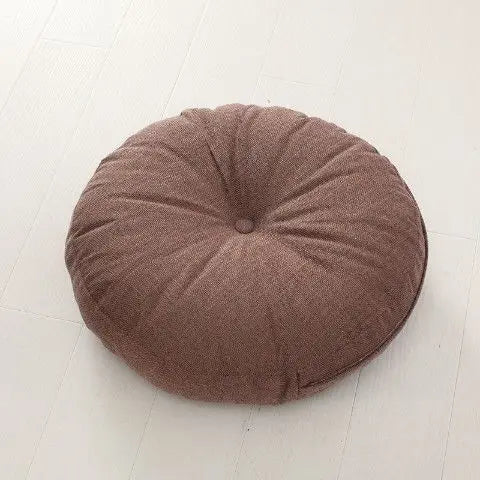 Large Linen Zafu Meditation Cushion for Bay Window Yoga Floor, Thick Round Puah Pad for Balcony Tatami Kneeling Mat for Adults