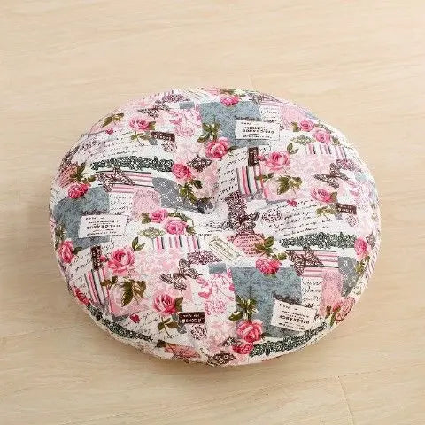 Large Linen Zafu Meditation Cushion for Bay Window Yoga Floor, Thick Round Puah Pad for Balcony Tatami Kneeling Mat for Adults
