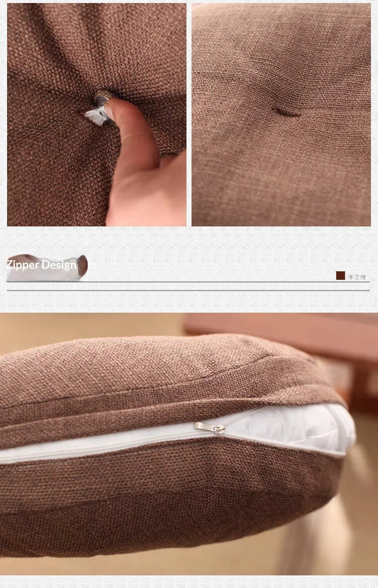 Large Linen Zafu Meditation Cushion for Bay Window Yoga Floor, Thick Round Puah Pad for Balcony Tatami Kneeling Mat for Adults