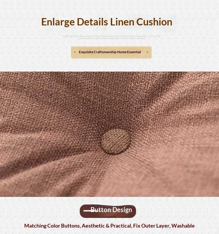 Large Linen Zafu Meditation Cushion for Bay Window Yoga Floor, Thick Round Puah Pad for Balcony Tatami Kneeling Mat for Adults