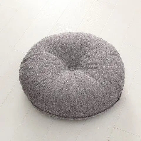 Large Linen Zafu Meditation Cushion for Bay Window Yoga Floor, Thick Round Puah Pad for Balcony Tatami Kneeling Mat for Adults